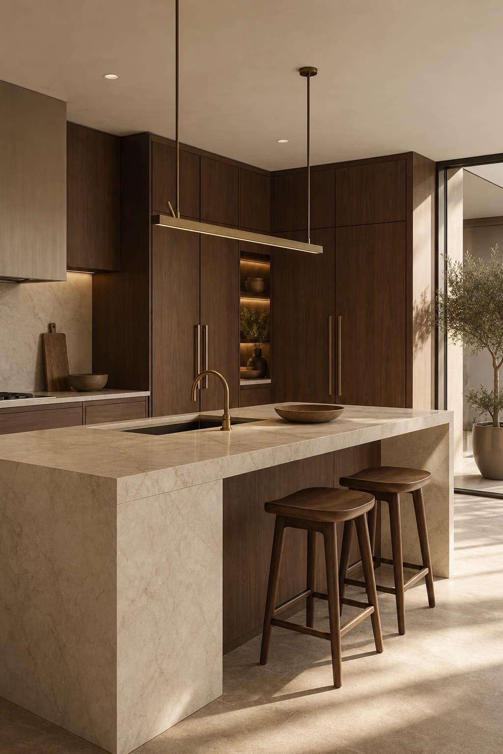 Warm luxury kitchen with bespoke cabinetry